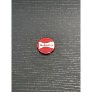 Vintage Budweiser Logo Red White 1" Circular Beer Pin